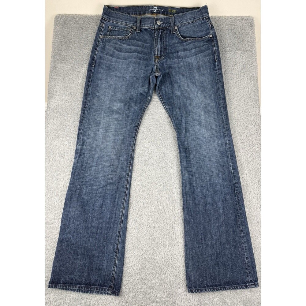 7 For All Mankind Brett Bootcut Jeans Mens 32x32 Blue Medium Wash Denim Stretch